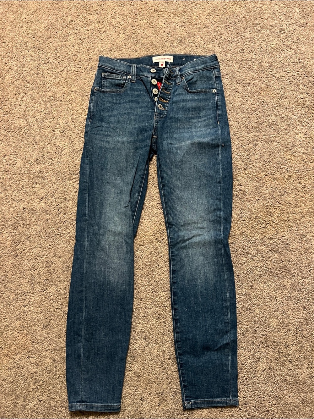 Lucky Brand Women's Dark Indigo Button-Fly Skinny Jeans